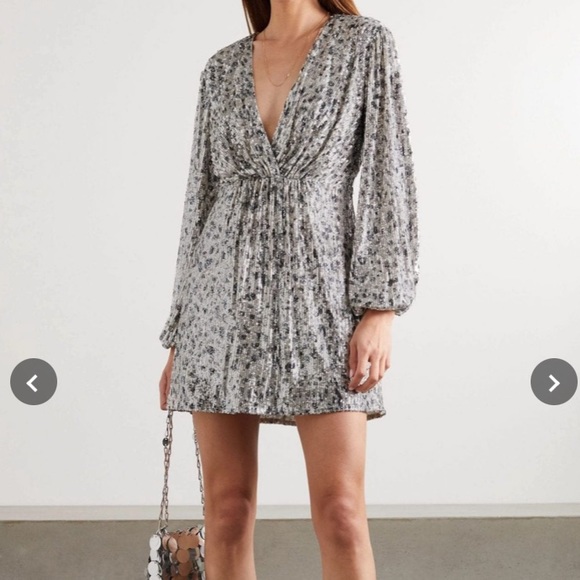 Dresses & Skirts - IN THE MOOD FOR LOVE Ming Printed Sequined Tulle Wrap-effect Mini Dress
NEW